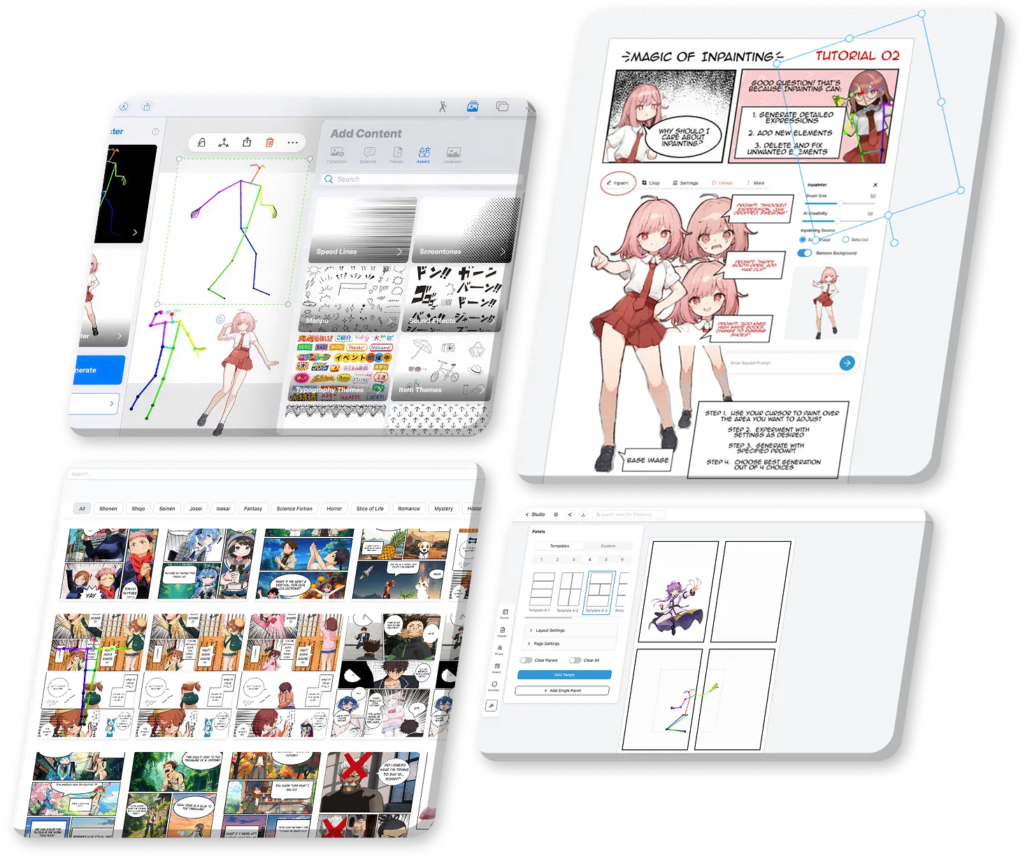 The mikomiko app showing AI-generated character variations from a single uploaded image